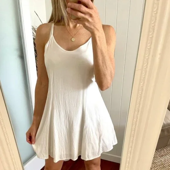 XS ROWIE THE LABEL White cross over back lined mini dress beach - Picture 1 of 8